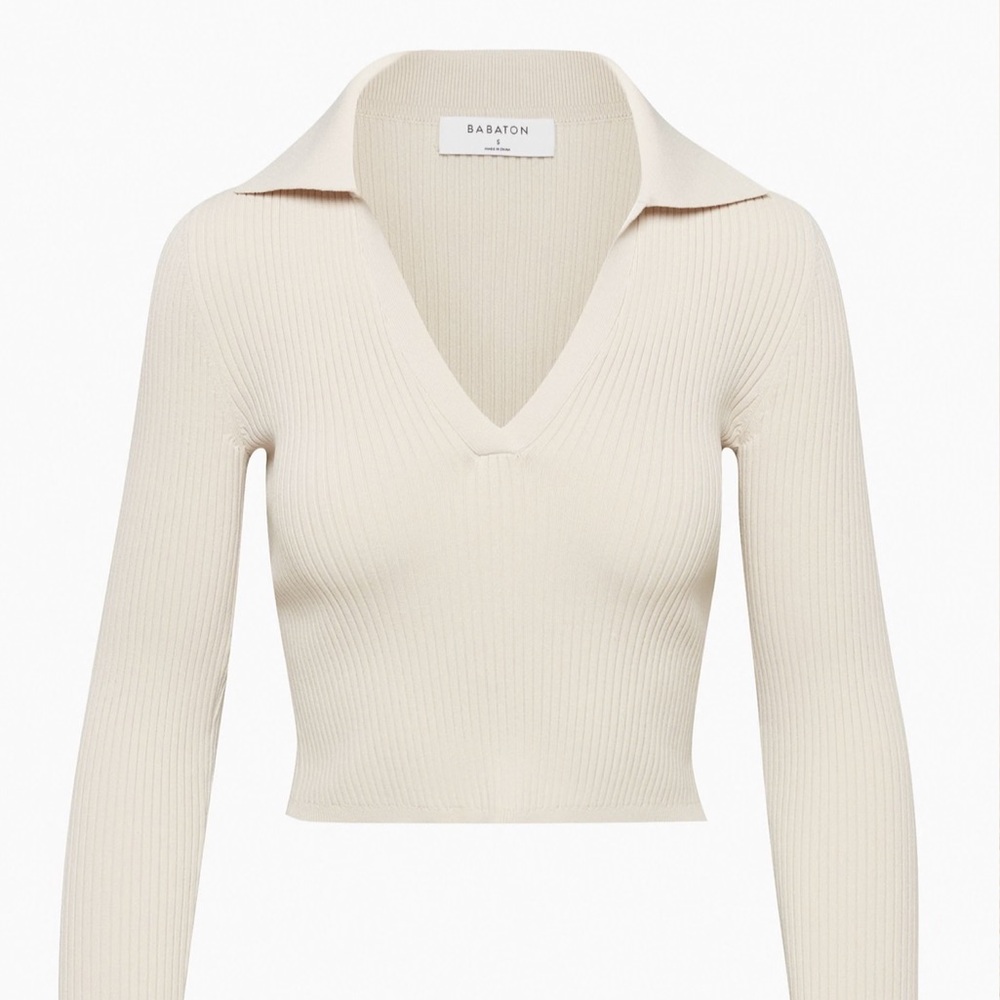 Aritzia Babaton Sculpt Knit Polo Long Sleeve